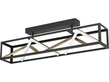Eglo Penela 1-Light Black Gold Geometric Semi Flush Mount EGL390416A
