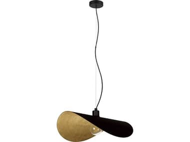 Eglo Saceda 1-Light Black Gold Leaf Pendant EGL390429A
