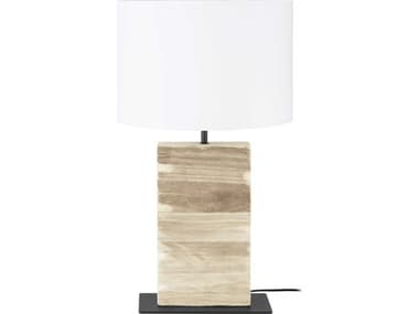 Eglo Contessore Black Wood White Fabric Brown Table Lamp EGL39917A