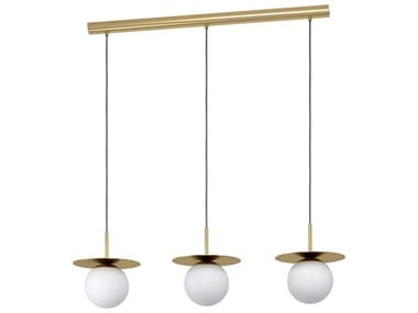 Eglo Arenales 3-Light Brushed Brass White Globe Island Pendant EGL39953A