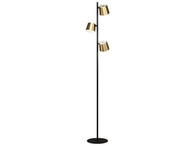 Eglo Altmira Structured Black Brass Exterior White Interior Metal Floor Lamp EGL39987A