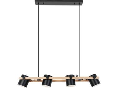 Eglo Hornwood 3-Light Black Natural Wood Island Pendant EGL43424A