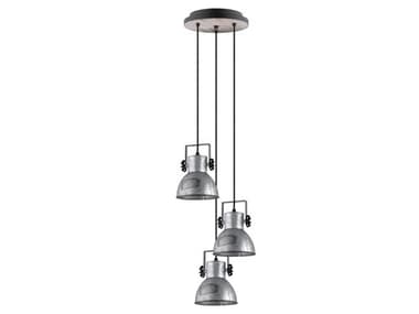 Eglo Barnstaple 3-Light Black Bleached Wood Steel Dome Pendant EGL49647A
