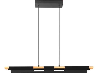 Eglo Ermua 1-Light Black Wood Linear Island Pendant EGL98836A