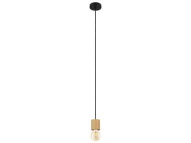 Eglo Turialdo 1-Light Black Natural Wood Mini Pendant EGL99078A