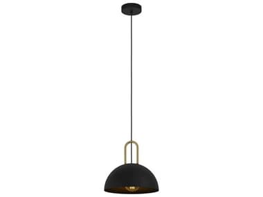 Eglo Calmanera 1-Light Structured Black Brushed Brass Dome Pendant EGL99693A