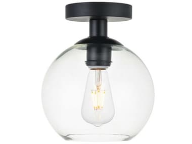 Elegant Lighting Baxter 7" 1-Light Black Glass Globe Semi Flush Mount EGLD2204BK