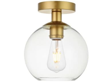 Elegant Lighting Baxter 7" 1-Light Brass Glass Globe Semi Flush Mount EGLD2204BR