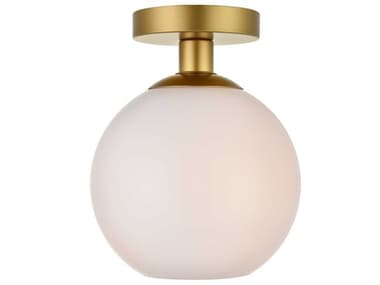 Elegant Lighting Baxter 7" 1-Light Brass Glass Globe Semi Flush Mount EGLD2205BR