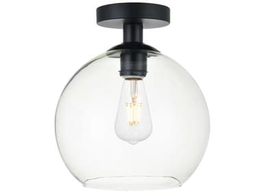 Elegant Lighting Baxter 9" 1-Light Black Glass Globe Semi Flush Mount EGLD2210BK