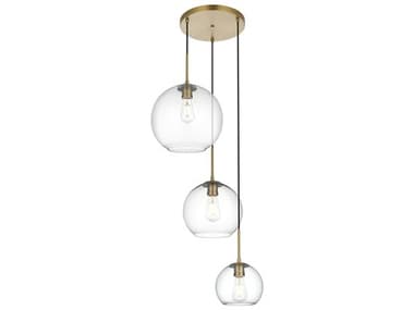 Elegant Lighting Baxter 3-Light Satin Gold Globe Pendant EGLD2218SG