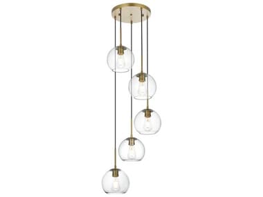 Elegant Lighting Baxter 5-Light Satin Gold Globe Pendant EGLD2226SG