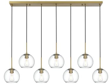 Elegant Lighting Baxter 7-Light Satin Gold Globe Island Pendant EGLD2230SG