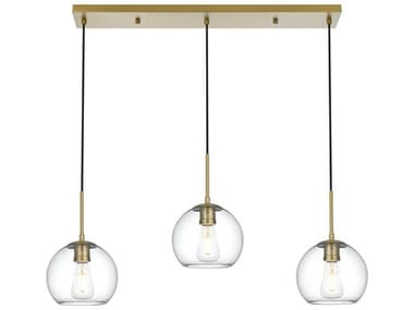 Elegant Lighting Baxter 3-Light Satin Gold Globe Island Pendant EGLD2236SG