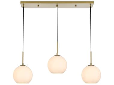 Elegant Lighting Baxter 3-Light Satin Gold Globe Island Pendant EGLD2237SG