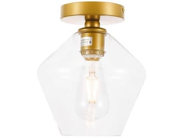 Elegant Lighting Gene 7" 1-Light Brass Glass Semi Flush Mount EGLD2254BR