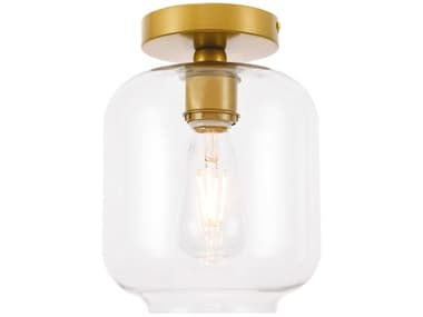 Elegant Lighting Collier 7" 1-Light Brass Semi Flush Mount EGLD2270BR