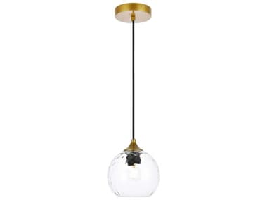 Elegant Lighting Cashel 5" 1-Light Brass And Clear Glass Globe Mini Pendant EGLD2280BR