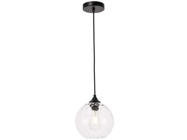 Elegant Lighting Cashel 7" 1-Light Black Glass Globe Mini Pendant EGLD2281