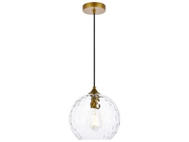 Elegant Lighting Cashel 9" 1-Light Brass And Clear Glass Globe Mini Pendant EGLD2282BR