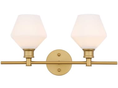 Elegant Lighting Gene 8" Wide 2-Light Brass Glass LED Vanity Light EGLD2313BR