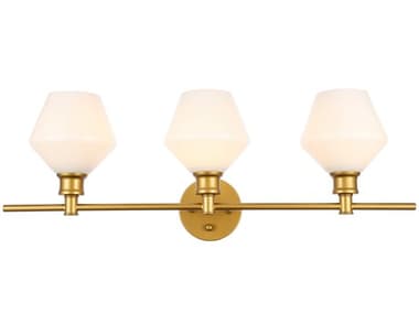 Elegant Lighting Gene 8" Wide 3-Light Brass Glass LED Vanity Light EGLD2317BR
