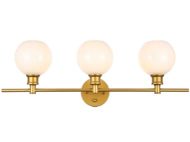 Elegant Lighting Collier 8" Wide 3-Light Brass Glass LED Vanity Light EGLD2319BR