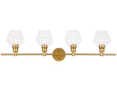Elegant Lighting Gene 8" Wide 4-Light Brass Glass LED Vanity Light EGLD2320BR
