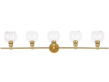 Elegant Lighting Collier 8" Wide 5-Light Brass Glass LED Vanity Light EGLD2326BR