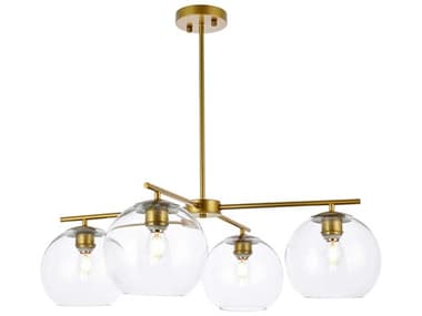 Elegant Lighting Opus 30" Wide 4-Light Brass And Clear Glass Globe Chandelier EGLD2331BR