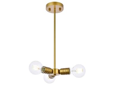 Elegant Lighting Reyes 7" 3-Light Brass Mini Pendant EGLD2337BR