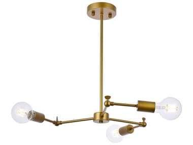 Elegant Lighting Furlong 28" Wide 3-Light Brass Chandelier EGLD2340BR