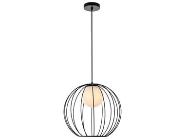 Elegant Lighting Wetzel 15" 1-Light Black And White Glass Globe Pendant EGLD2345BK