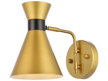 Elegant Lighting Halycon 8" Tall 1-Light Brass And Black Wall Sconce EGLD2353BR