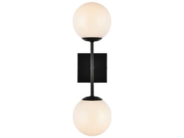 Elegant Lighting Neri 20" Tall 2-Light Black And White Glass Wall Sconce EGLD2358BK