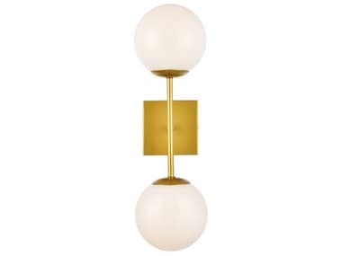 Elegant Lighting Neri 20" Tall 2-Light Brass And White Glass Wall Sconce EGLD2358BR