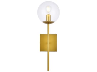 Elegant Lighting Neri 17" Tall 1-Light Brass And Clear Glass Wall Sconce EGLD2359BR