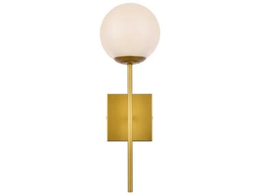 Elegant Lighting Neri 17" Tall 1-Light Brass And White Glass Wall Sconce EGLD2360BR