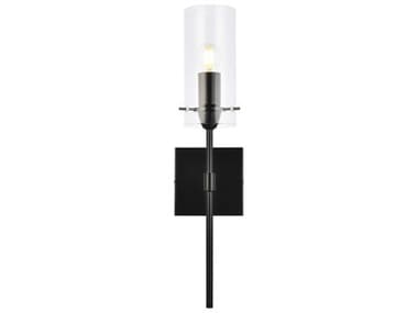 Elegant Lighting Elsreth 20" Tall 1-Light Black And Clear Glass Wall Sconce EGLD2361BK