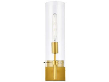 Elegant Lighting Savant 17" Tall 1-Light Brass And Clear Glass Wall Sconce EGLD2362BR