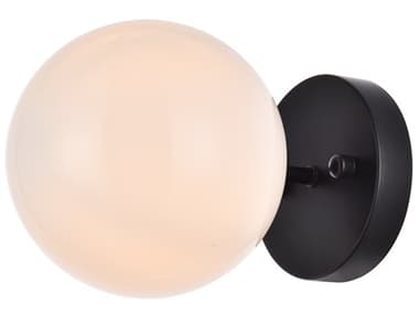 Elegant Lighting Mimi 8" Tall 1-Light Black And Frosted White Glass Wall Sconce EGLD2451BK