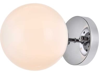 Elegant Lighting Mimi 8" Tall 1-Light Chrome And Frosted White Glass Wall Sconce EGLD2451C