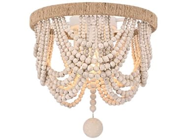 Elegant Lighting Jolie 3-Light Distressed Antique White Flush Mount EGLD306F12WH