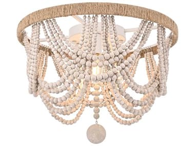Elegant Lighting Jolie 4-Light Distressed Antique White Flush Mount EGLD306F16WH