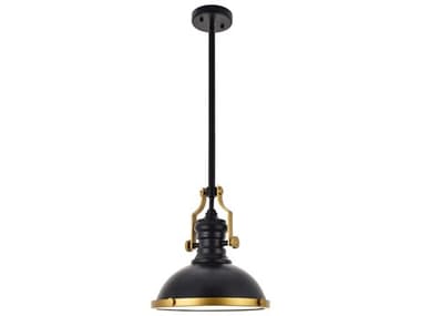 Elegant Lighting Eamon 13" 1-Light Matte Black Brass Bowl Pendant EGLD5001D13BRB