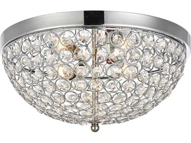 Elegant Lighting Taye 13" 3-Light Chrome Crystal Bowl Flush Mount EGLD5012F13C