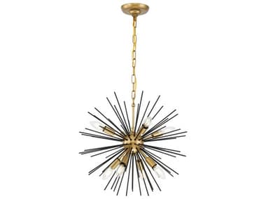 Elegant Lighting Timber 20" 8-Light Brass Black LED Sputnik Pendant EGLD5035D20BK