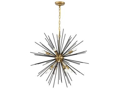Elegant Lighting Timber 30" 8-Light Brass Black LED Sputnik Pendant EGLD5038D30BK