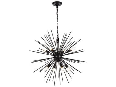 Elegant Lighting Timber 30" 8-Light Black Sputnik Pendant EGLD5051D30BK