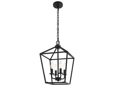 Elegant Lighting Gage 4-Light Black Lantern Mini Pendant EGLD511H20BK